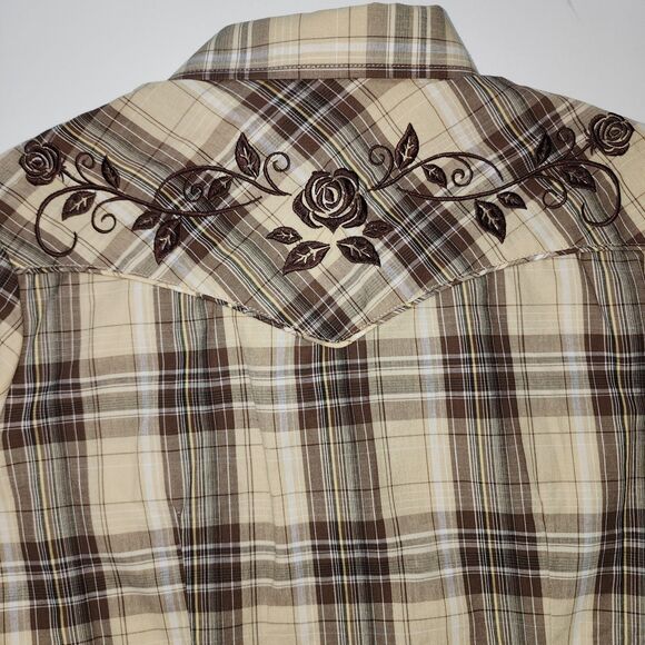 Roper Western Plaid Embroidered Button Down Shirt Size XS - Picture 5 of 8